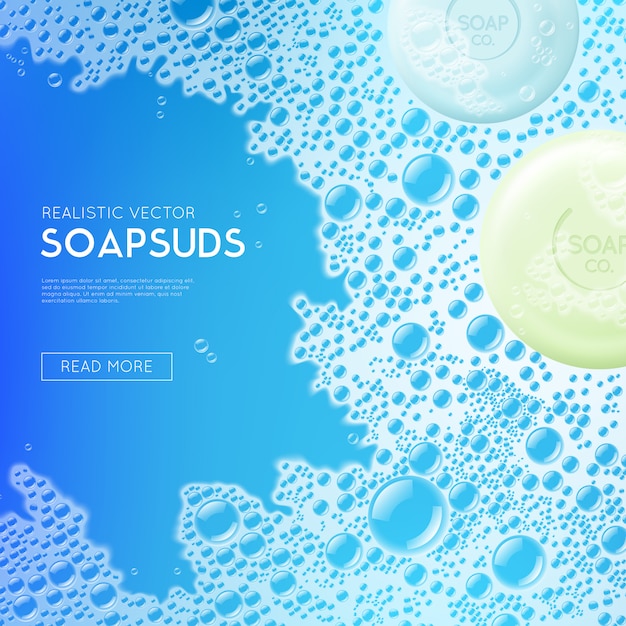 免费矢量起泡沫的肥皂水的现实背景