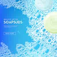 Free vector sudsy soap water realistic background