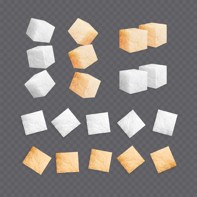 Free vector sugar cubes realistic set