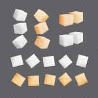 Free vector sugar cubes realistic set