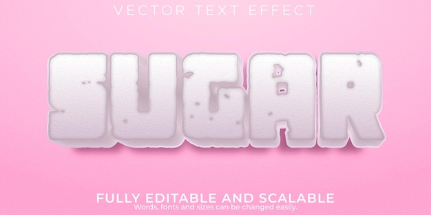 Free vector sugar text effect, editable soft and food text style