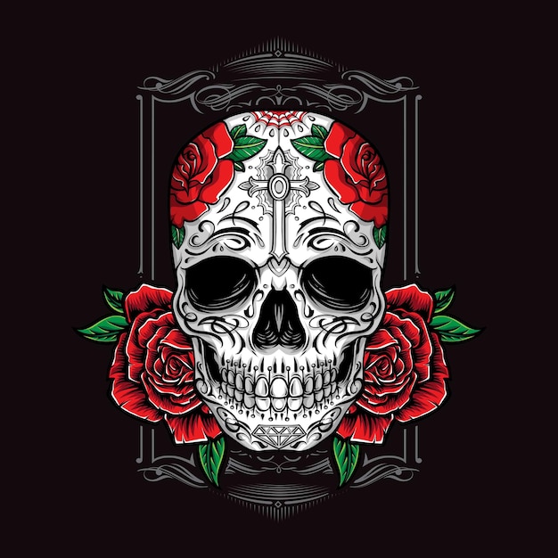 장미 장식으로 Sugarskull