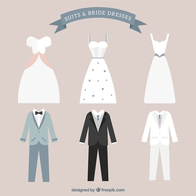 Free vector suits & bride dresses collection