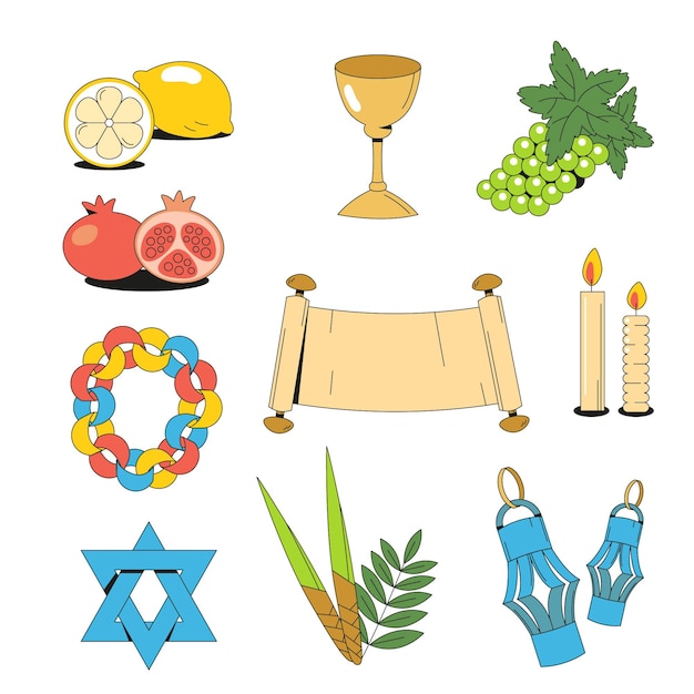 Free Vector sukkot elements collection