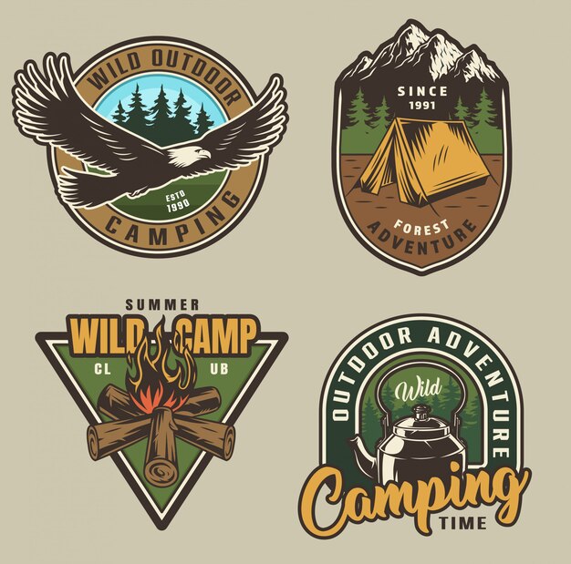 Free vector summer adventure labels