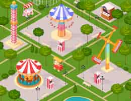 Free vector summer amusement park for children