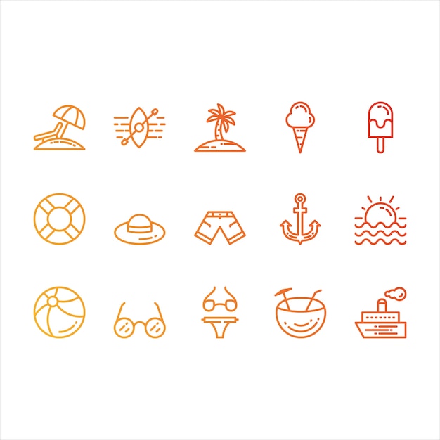 Бесплатное векторное изображение Летние и пляжные иконки