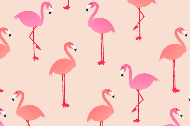 Free Vector summer animal pattern background wallpaper, flamingo vector illustration