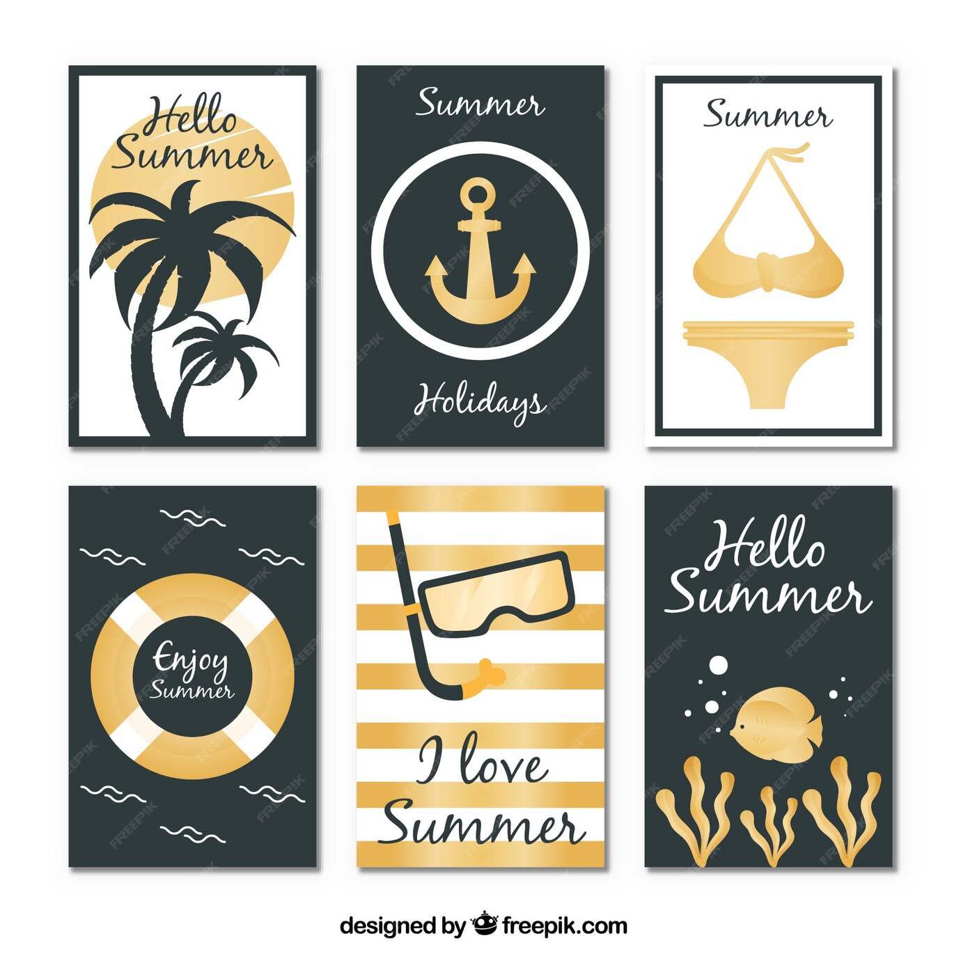 Free Vector | Summer background collection golden design