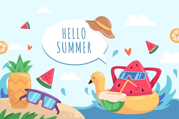 Free vector summer background drawn theme