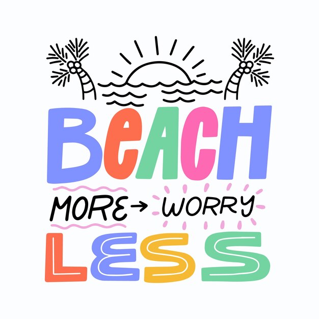 Summer background lettering with sea