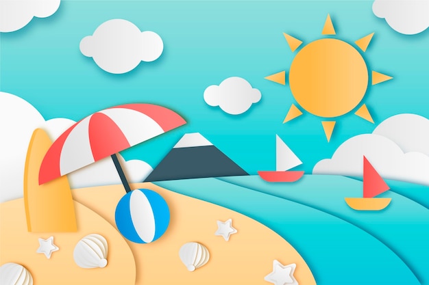 Summer background in paper style design