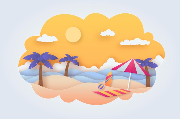 Free vector summer background in paper style