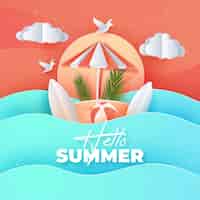 Free vector summer background in paper style