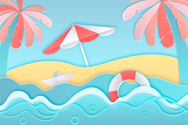 Free vector summer background in paper style