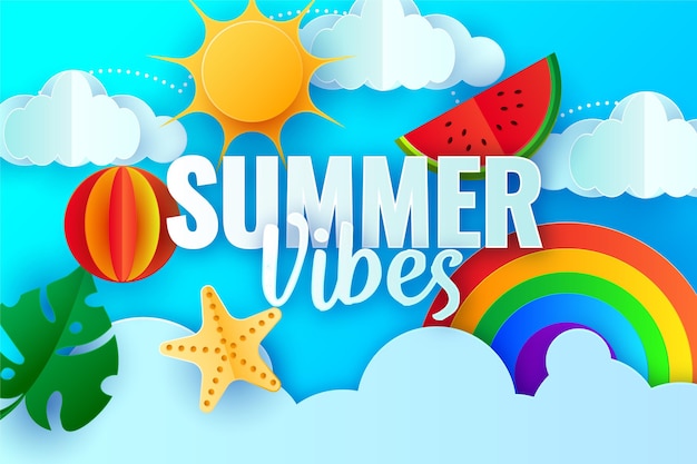 Free vector summer background in paper style