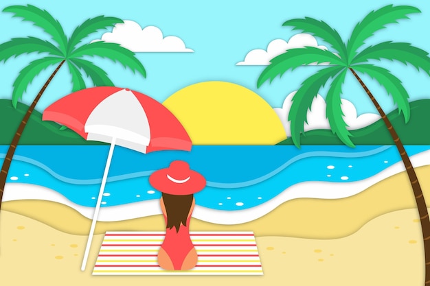 Free vector summer background in paper style