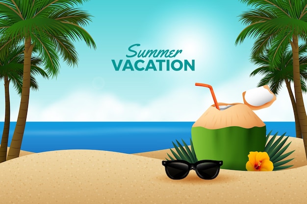 Free Vector Summer Background Realistic Design Free Vector Summer Background Realistic Design
