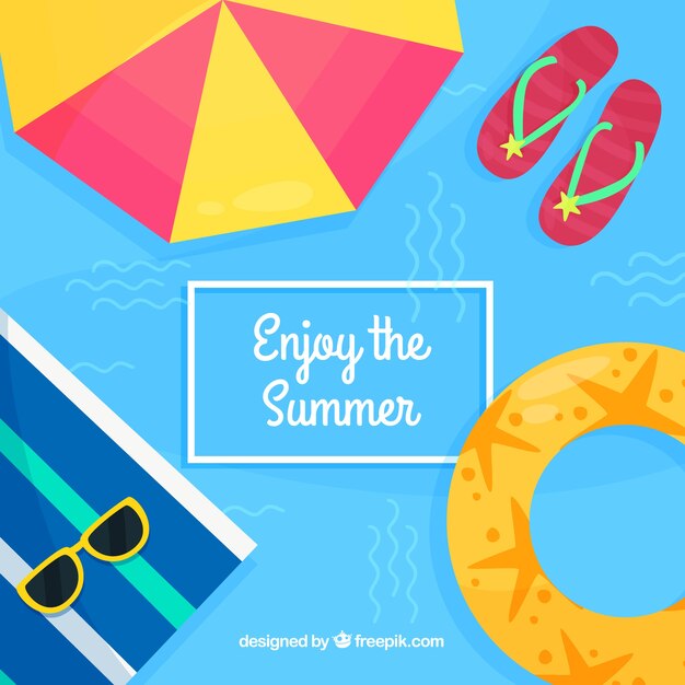 Free vector summer background with beach complements