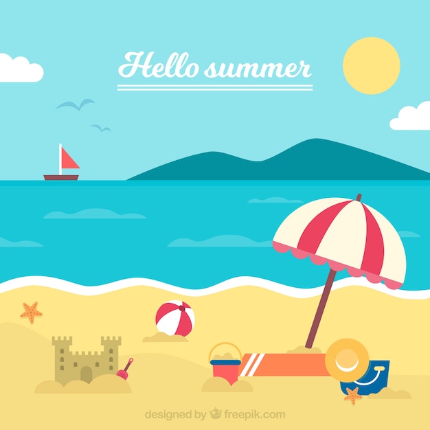 Summer background with beach elements