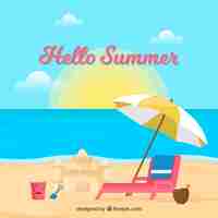 Free vector summer background with beach elements