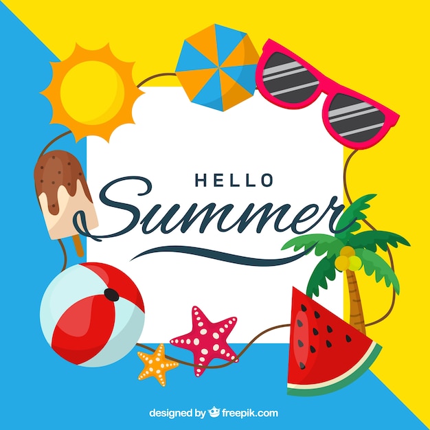 Free vector summer background with beach elements