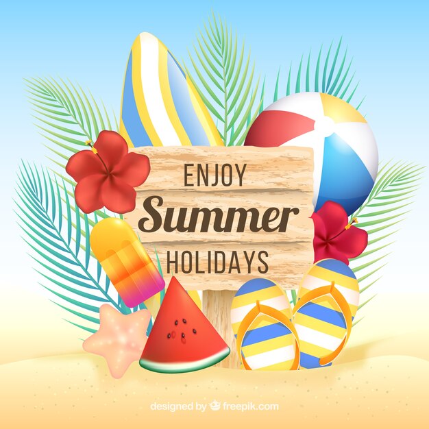 Summer background with beach elements