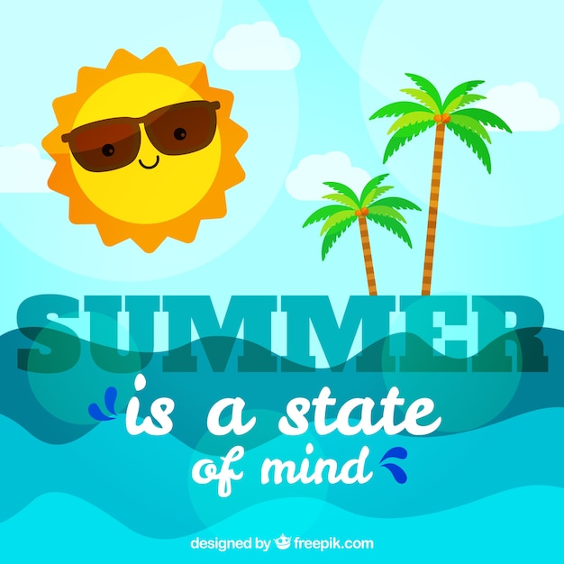 Free vector summer background with beach on a sunny day