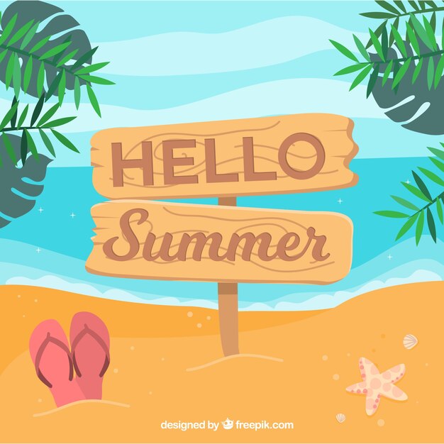 Summer background with beach view and elements