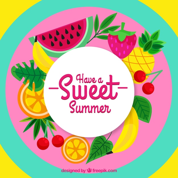 Free vector summer background with colorful fruits