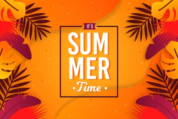 Free vector summer background with colorful leaves and vegetation