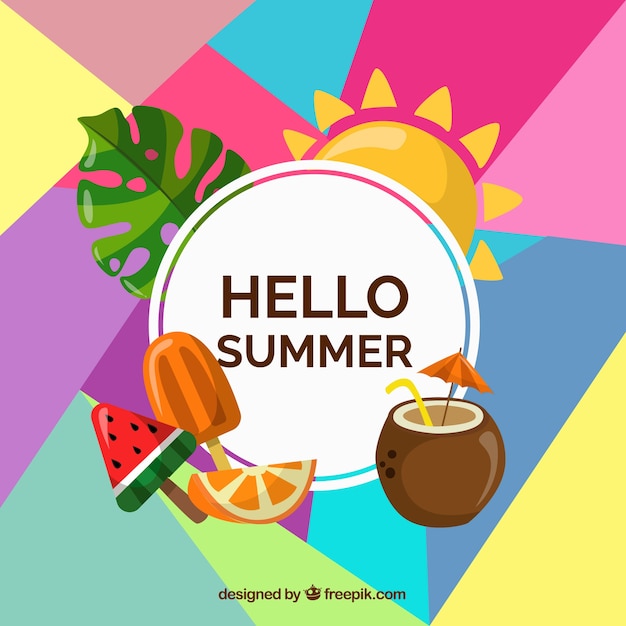 Summer background with colorful style