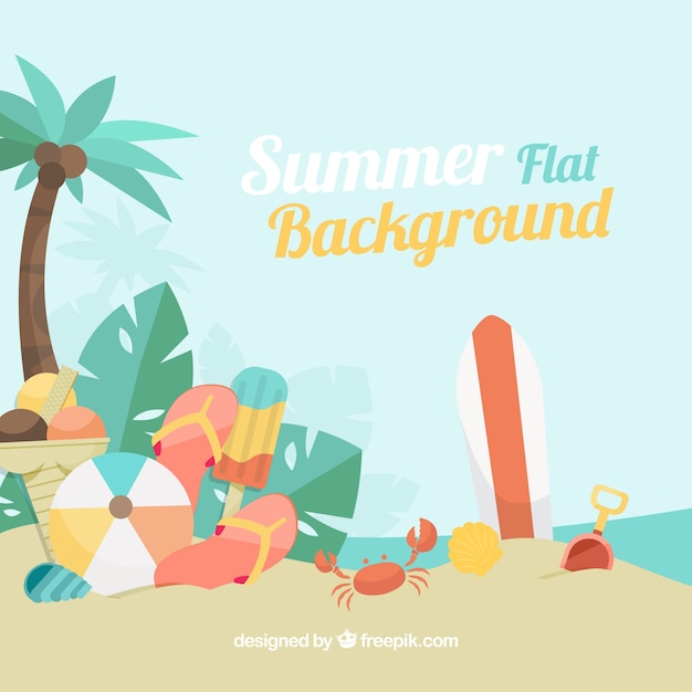 Summer background with flat elements