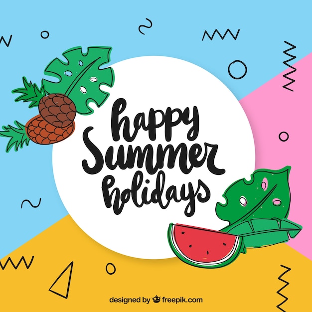 Free vector summer background with hand drawn fruits