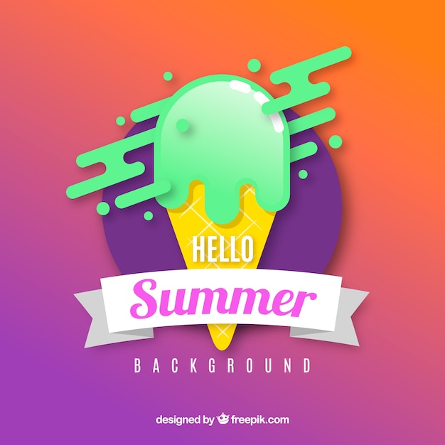 Free vector summer background with ice cream in flat style