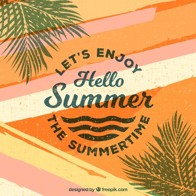 Free vector summer background with lettering and plants