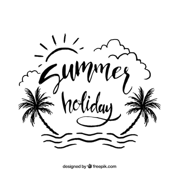 Free vector summer background with lettering