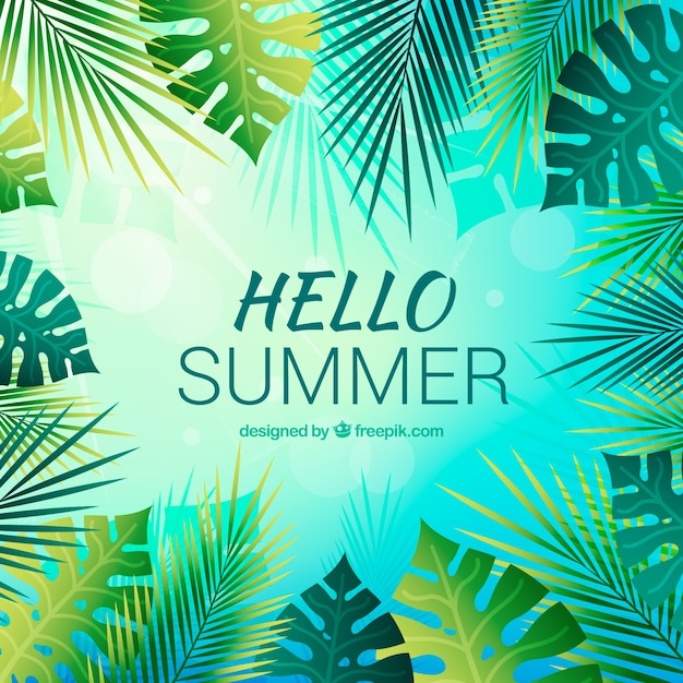 Free vector summer background with palm leaves