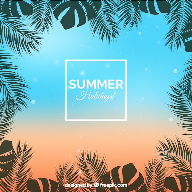 Free vector summer background with plants and colorful flowers