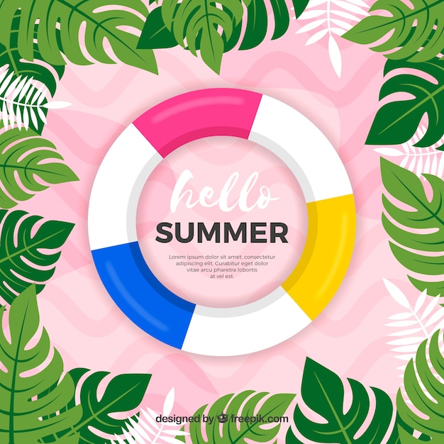 Free vector summer background with plants and float