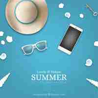 Free vector summer background with realistic elements