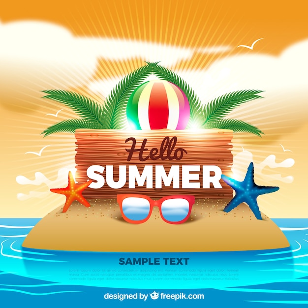 Free vector summer background with realistic items