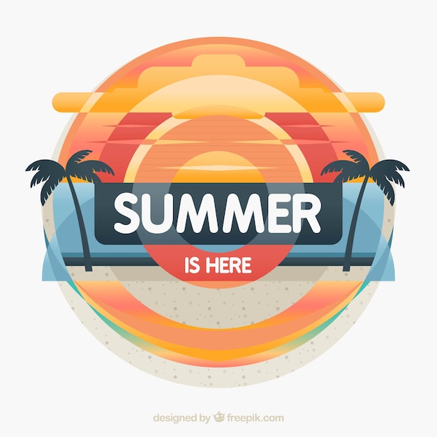 Free vector summer background with sunset