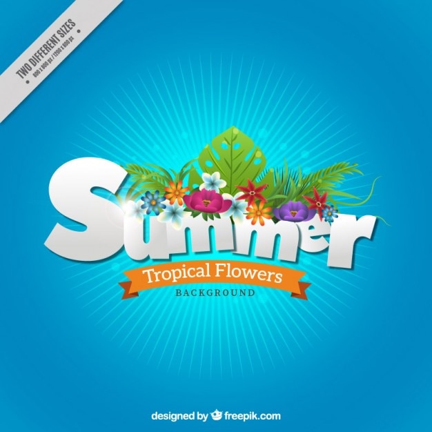 Summer background with tropical flowers