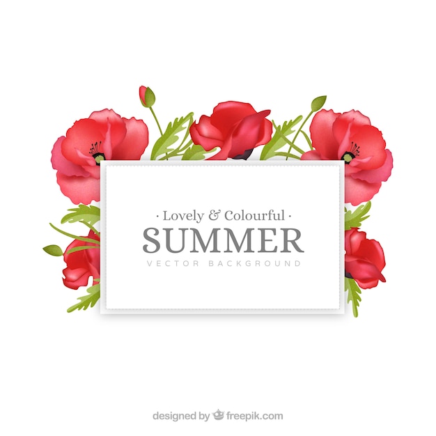 Summer background with tropical flowers