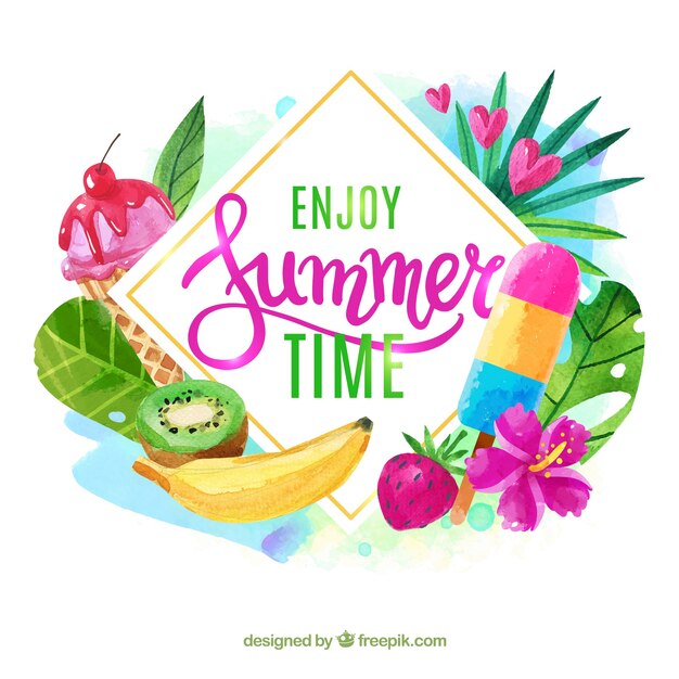 Summer background with watercolor style