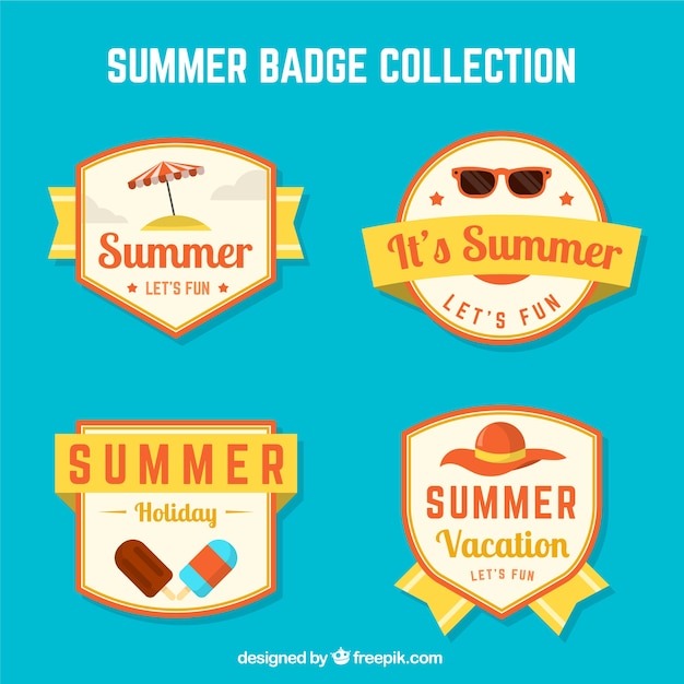 Free vector summer badge collection in vintage style