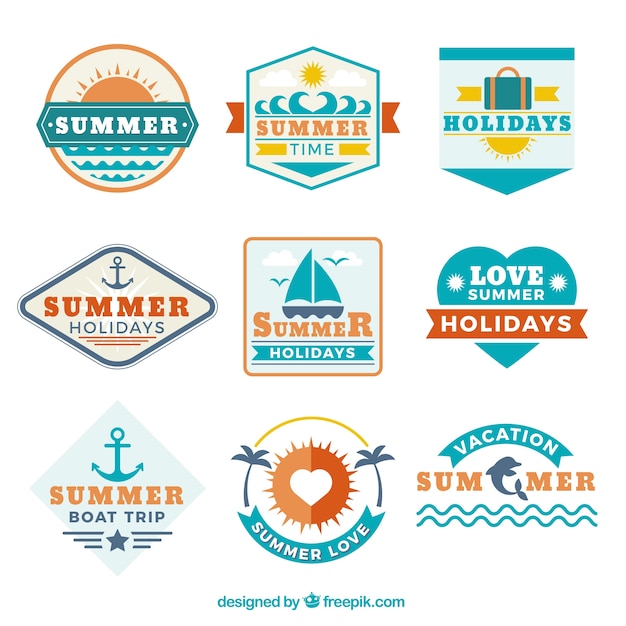 Free vector summer badge collection