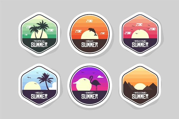 Free vector summer badge set