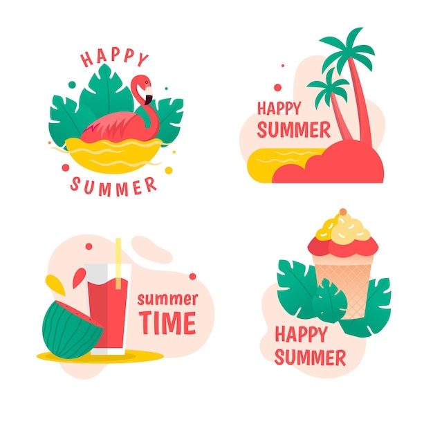 Summer badges collection concept